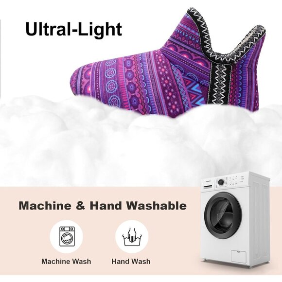 Purple Bohemian Women's Warm Bootie Slippers - Cozy, Non-Slip Winter House Shoes - Picture 6 of 7